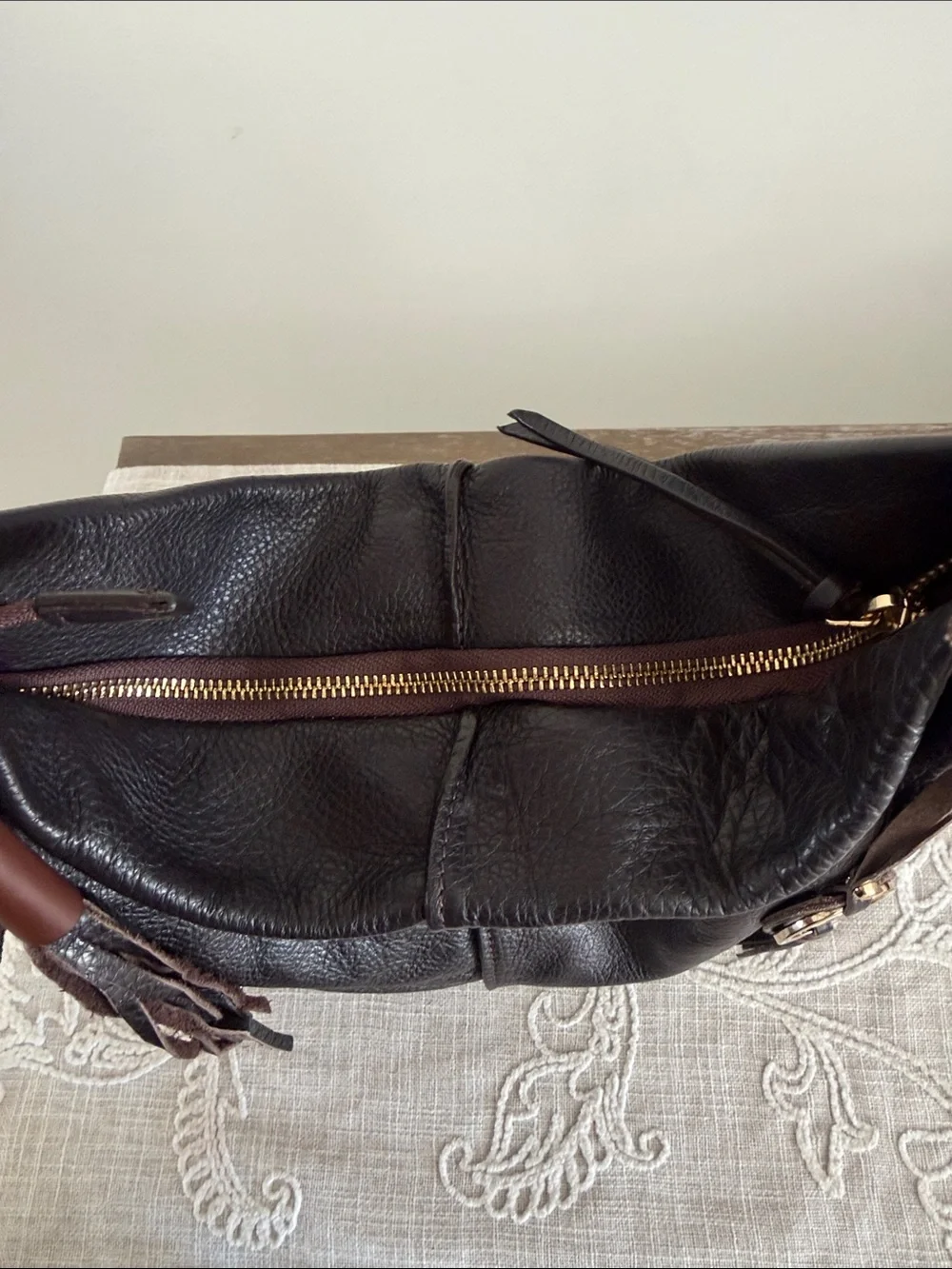 Varrlale Made In Italy Chocolate Brown Leather Slouchy Hobo/Shoulder Bag w/strap